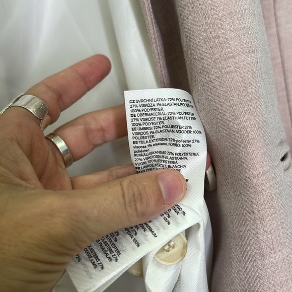 H&M - Fitted Soft Pink 1 Button Lined Long Sleeve Blazer Size XXS - Picture 10 of 12